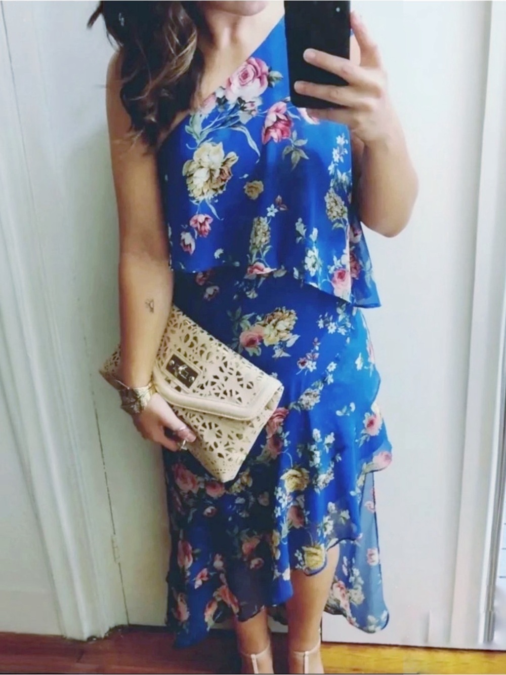 Slate and Willow Blue Floral Asymmetrical Maxi Dress Size 8 - Picture 8 of 8